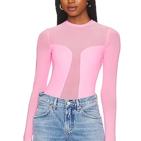 AFRM Tops - Vibrant Pink Fitted Long Sleeve Bodysuit